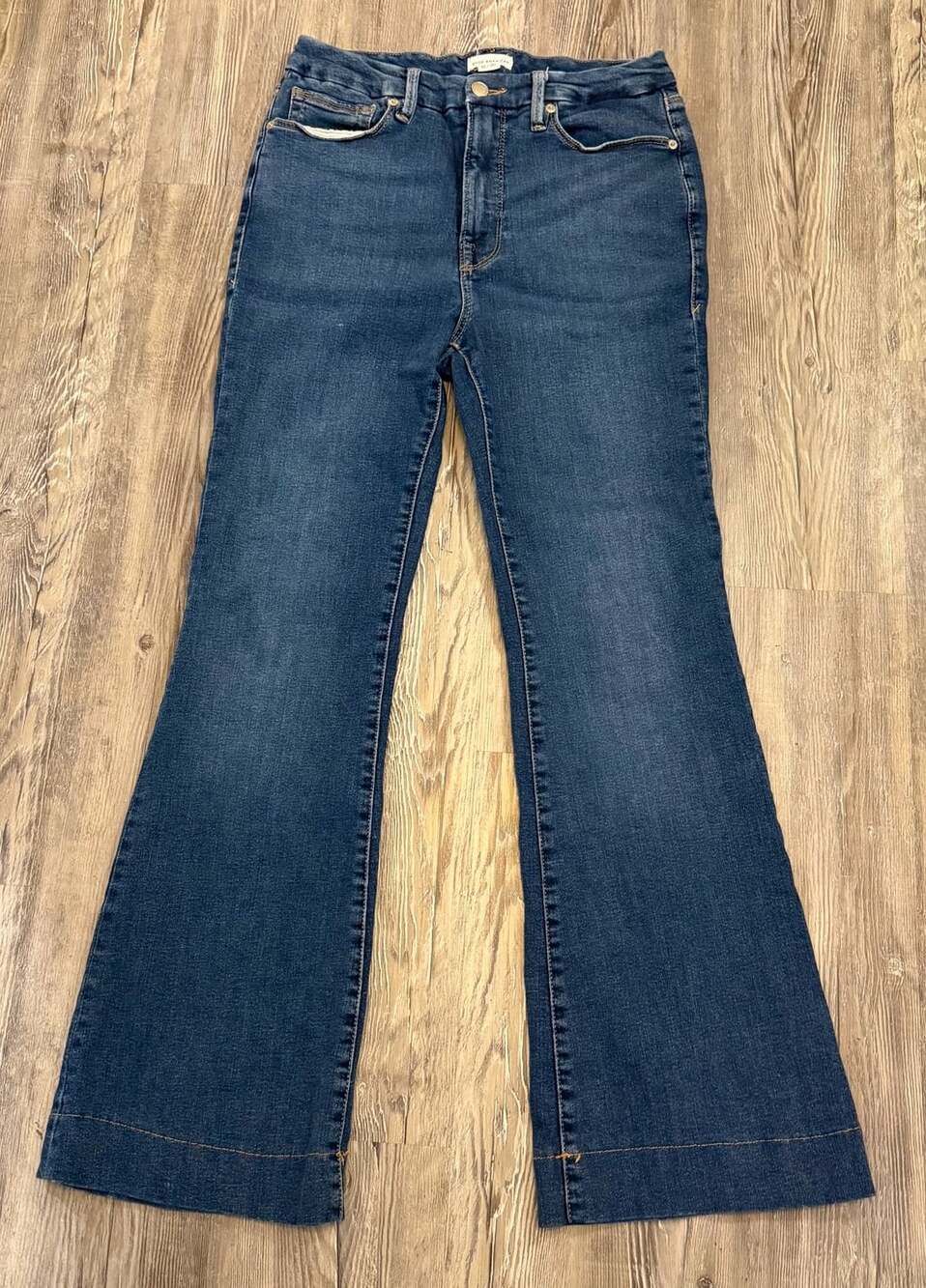 Good American High Rise Flare Jeans Size 10/30 Dark Wash Denim